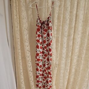 Floral Red and White Floral Summer Women's Dress